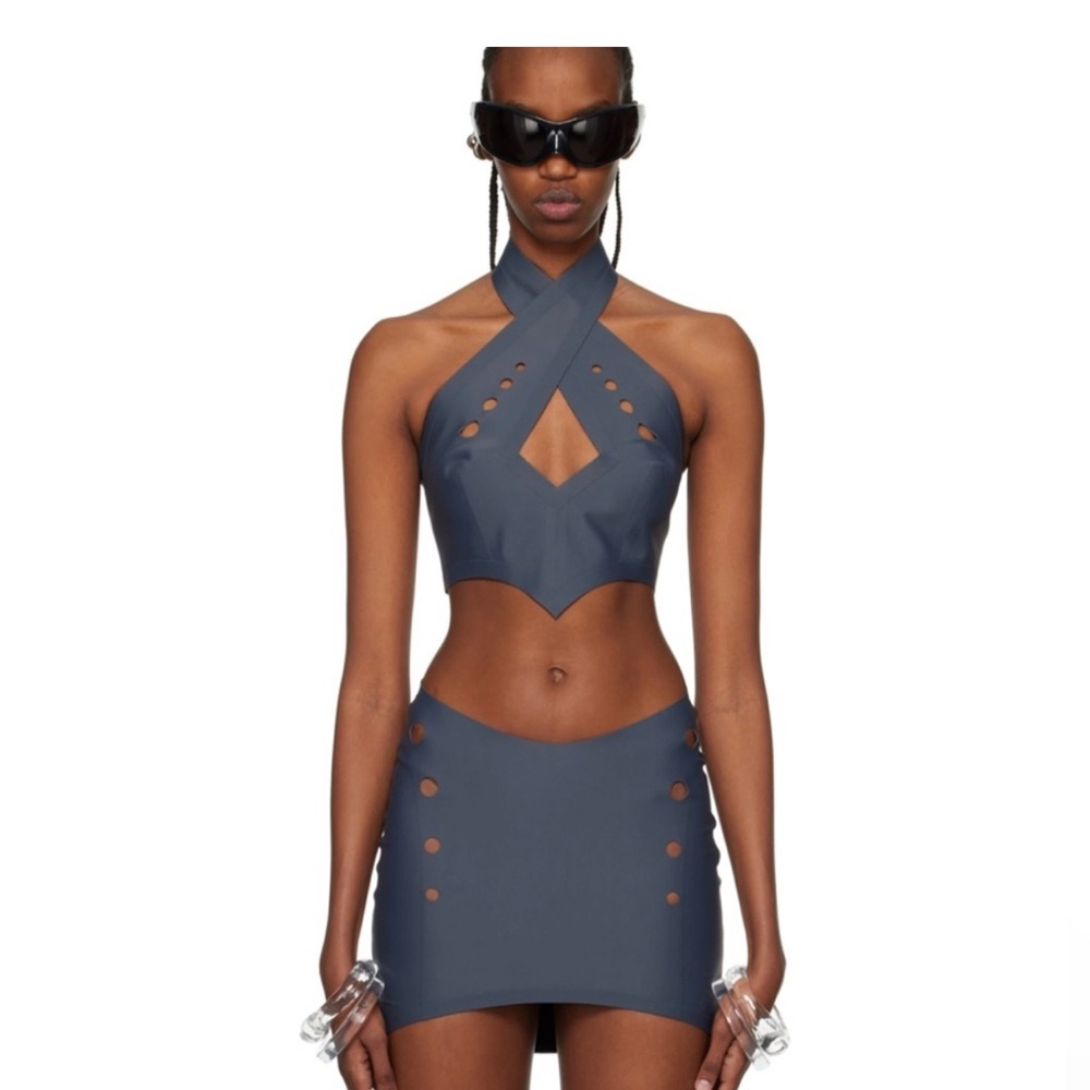 Jean Paul Gaultier Elegant Dark Gray Halter Top